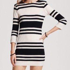 PRICE DROP 💰 French Connection Jag B&W Stripe 3/4 Sleeve Dress